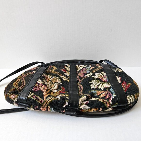 Swafford Originals Purse Black Tapestry Vegan Leather Shoulder Bag USA Made Boho - Picture 2 of 9